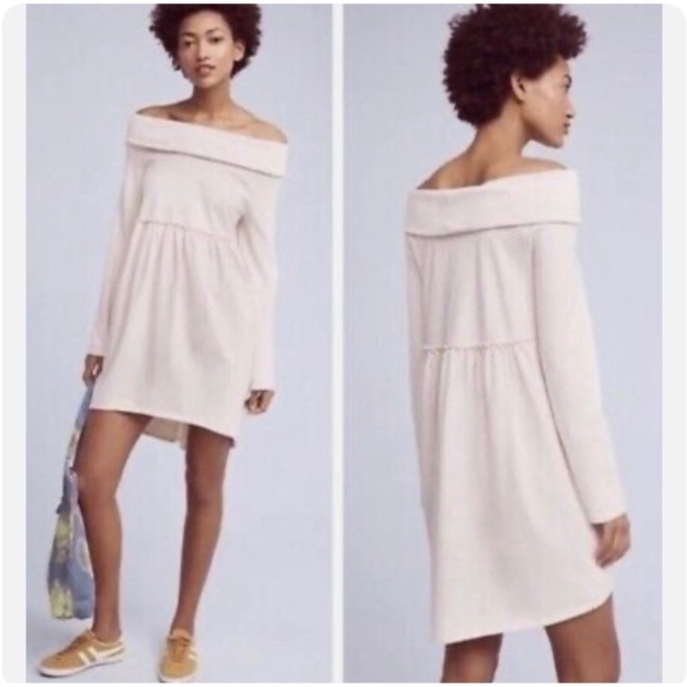 Off-Shoulder Anthropologie Saturday Sunday Cream Dress